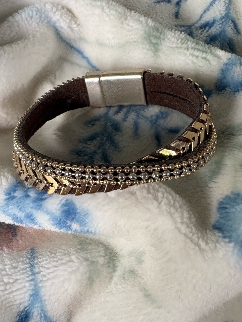 Francesca's Collections Gold and Brown Multi-Row Wrap Bracelet